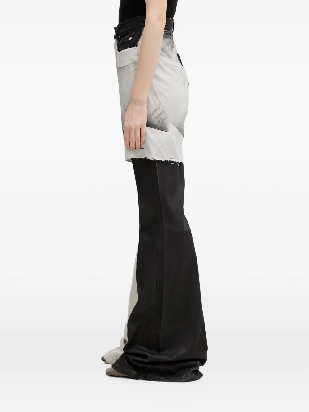 Rick Owens DRKSHDW Flared jeans met patchwork Zwart