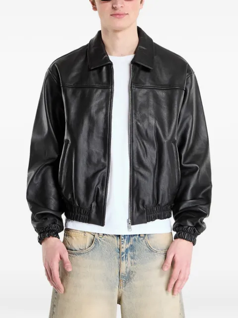 PATTA logo-patch leather bomber jacket