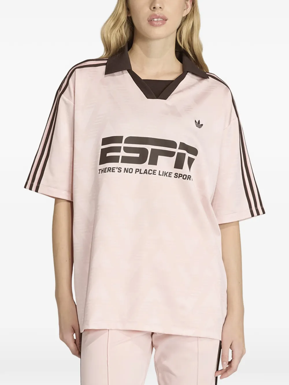 adidas logo-print striped T-shirt - Rosa