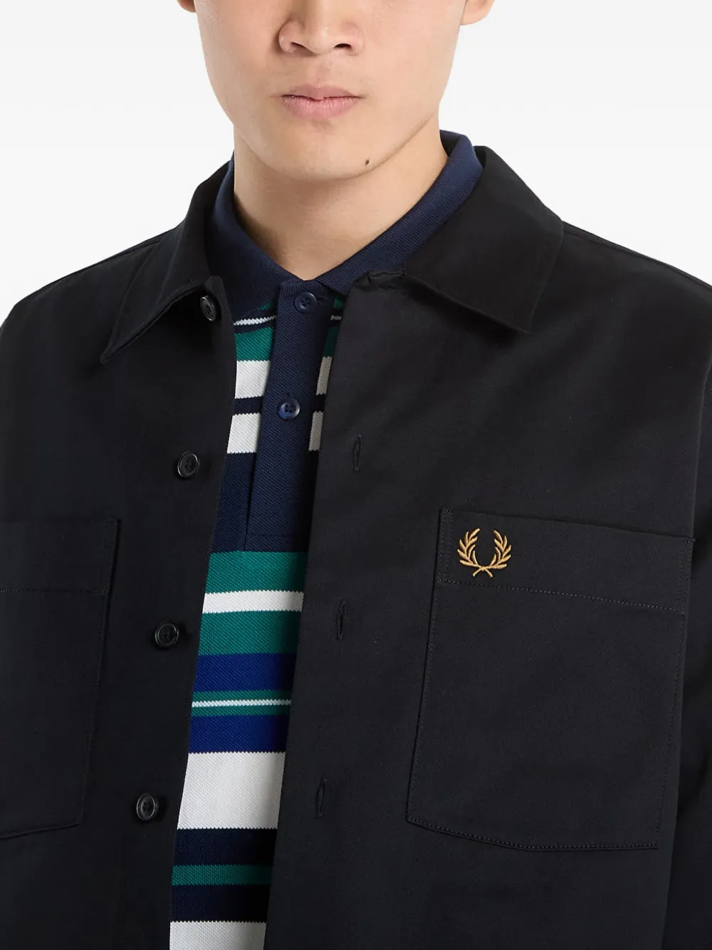 Fred Perry Overhemd met twill textuur Zwart