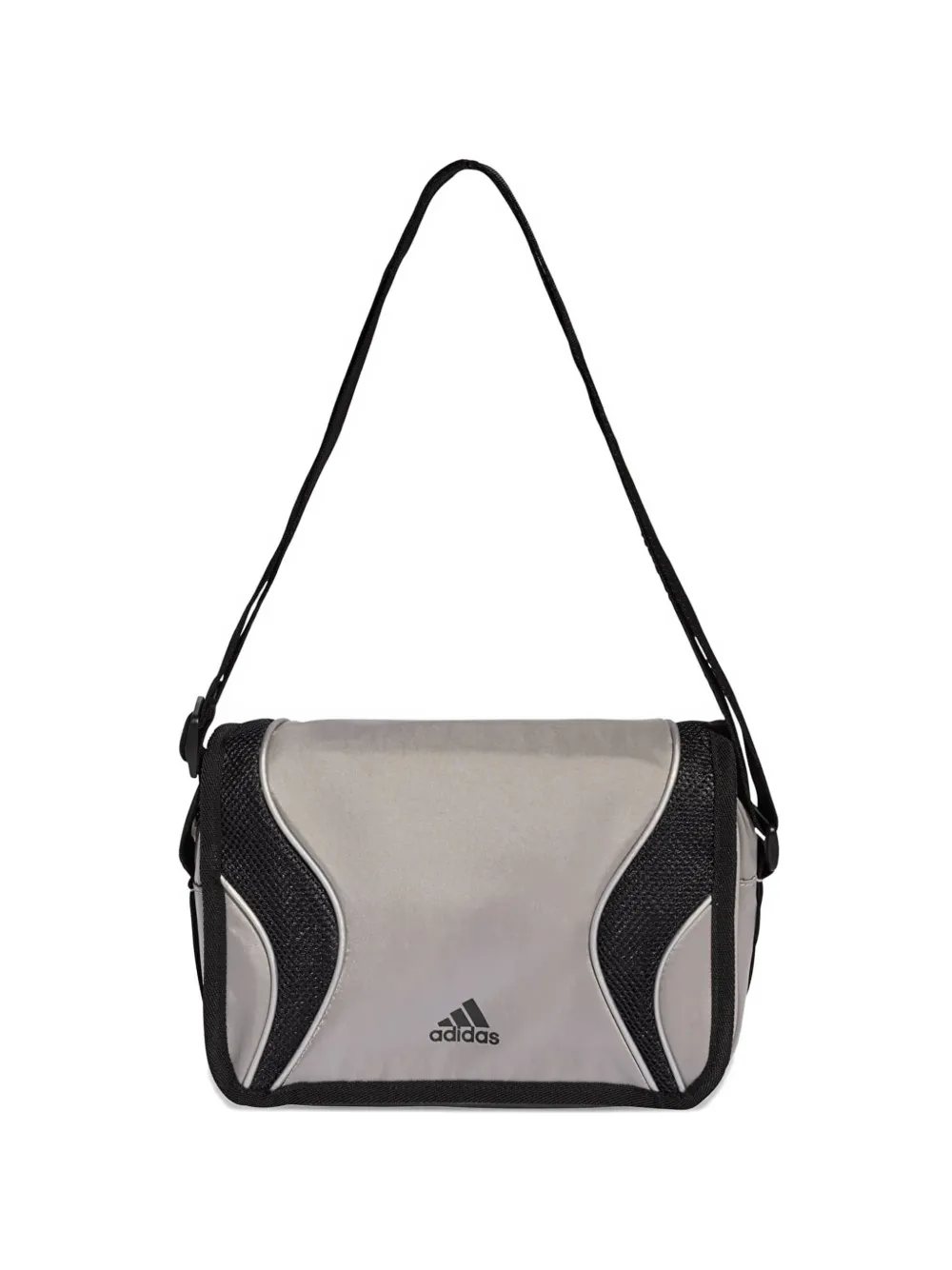 adidas logo-print mesh-panel messenger bag - Grigio