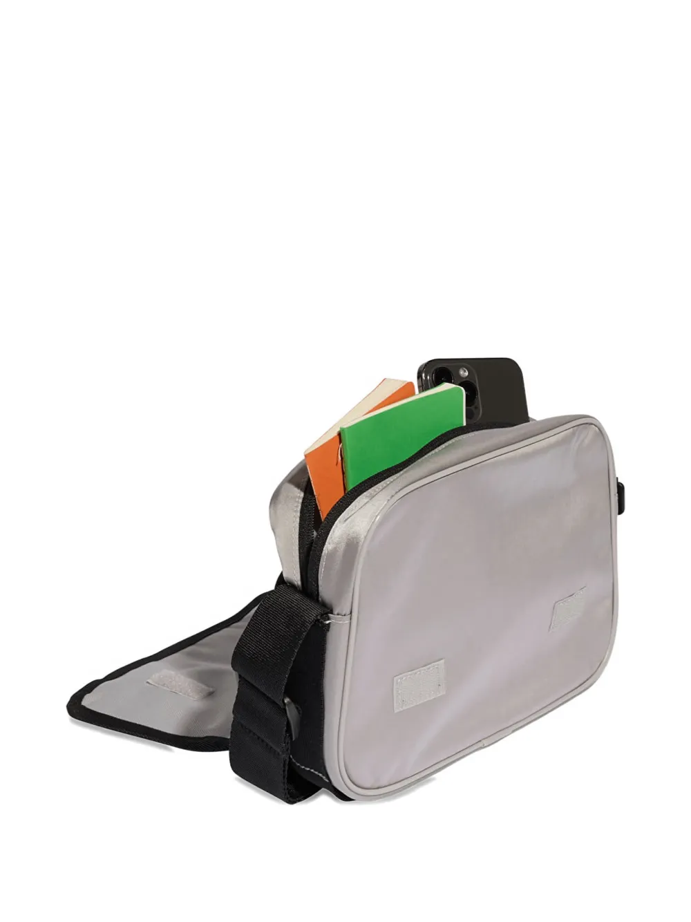 adidas logo-print mesh-panel messenger bag Grijs