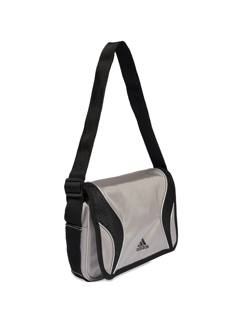 adidas logo-print mesh-panel messenger bag Grijs