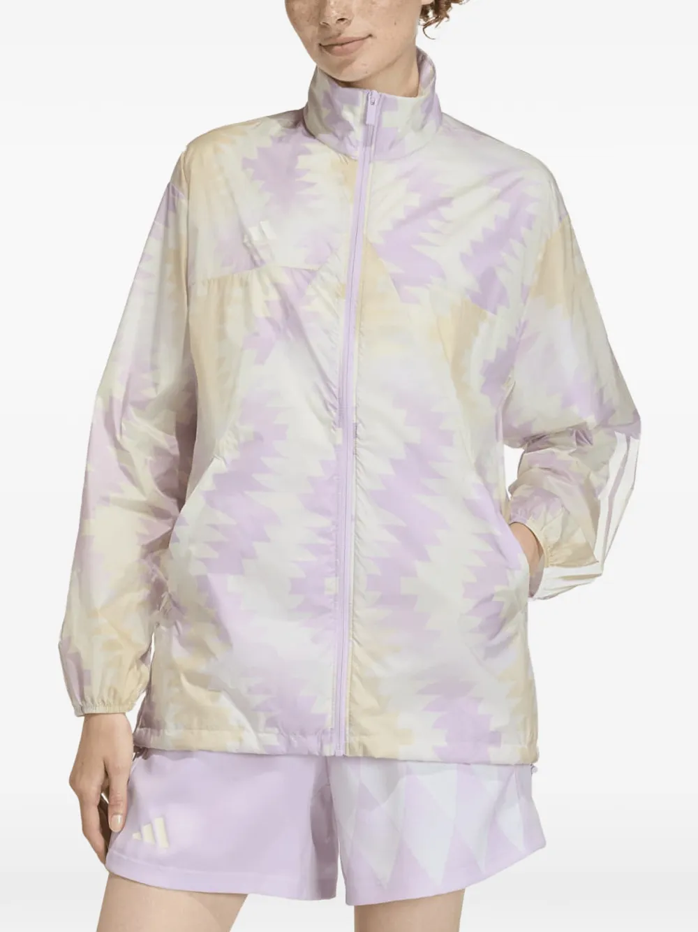 adidas x House of Tiro x Common Goal geometric-print windbreaker - Viola