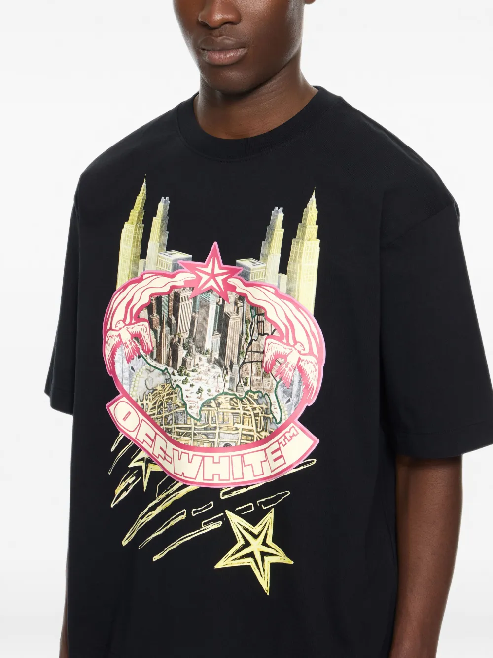 Off-White Big Frame World Skate T-shirt met print Zwart