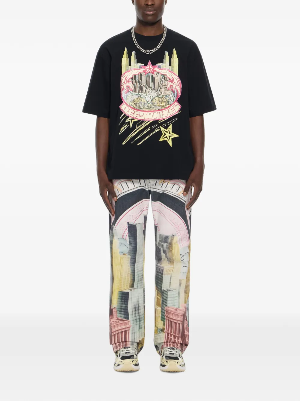 Off-White Big Frame World Skate T-shirt met print Zwart