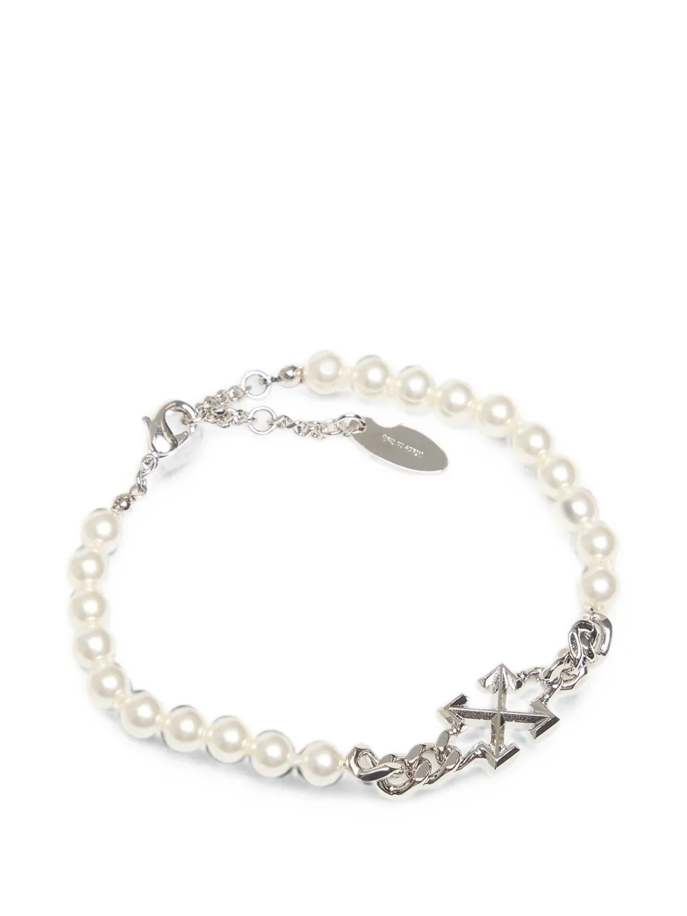Off-white Arrows Pearl-embellished Bracelet In White