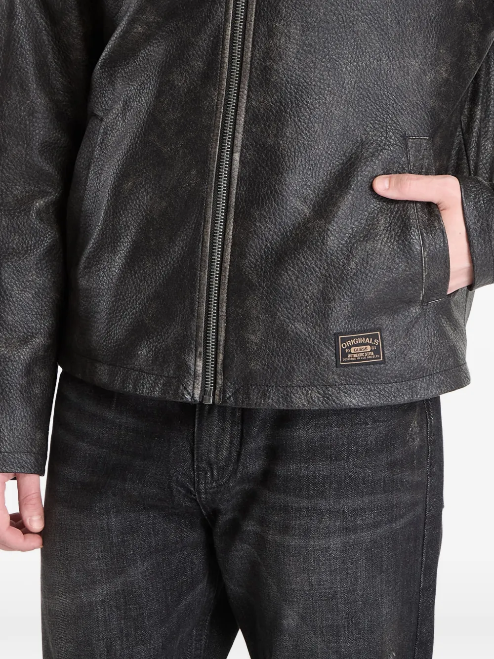 GUESS USA Jack met logopatch en vervaagd effect Zwart