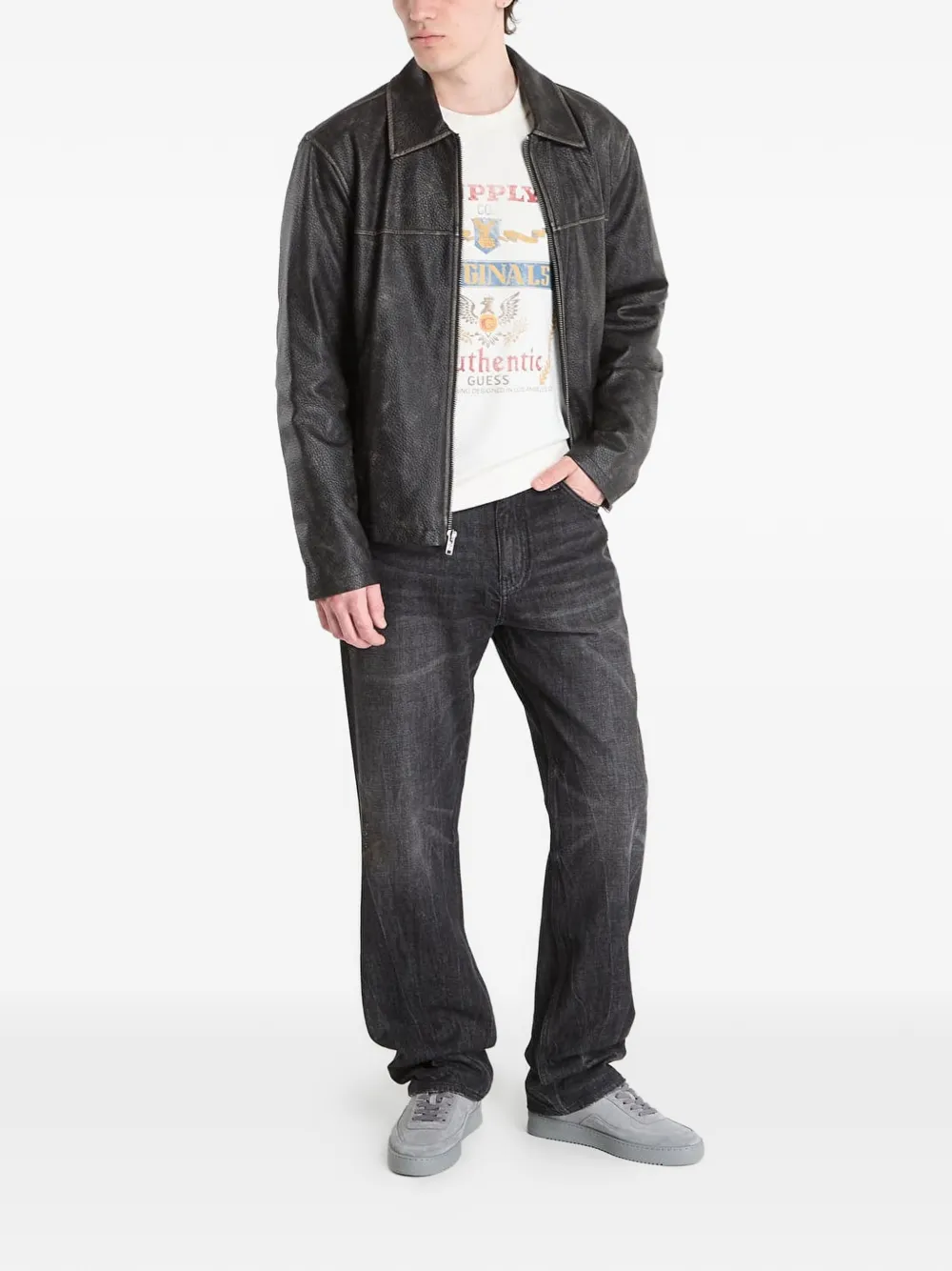 GUESS USA Jack met logopatch en vervaagd effect Zwart