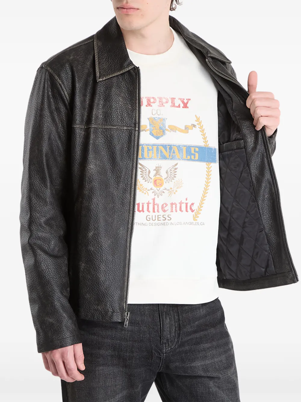 GUESS USA Jack met logopatch en vervaagd effect Zwart