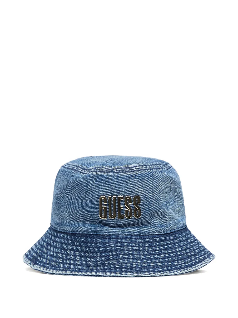 GUESS USA logo-plaque denim bucket hat - Blu