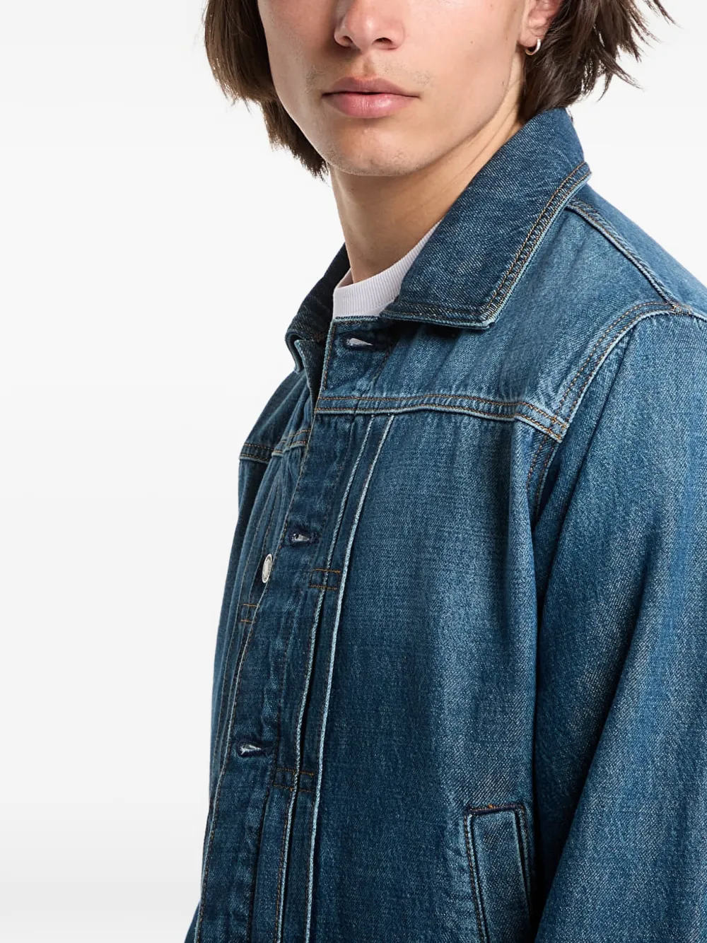 GUESS USA Denim jack met logopatch en vervaagd effect Blauw