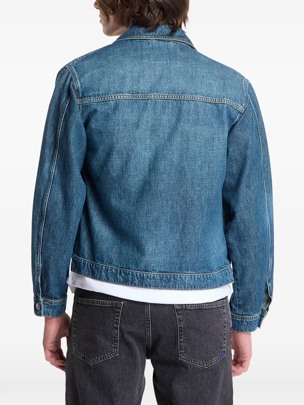 GUESS USA Denim jack met logopatch en vervaagd effect Blauw