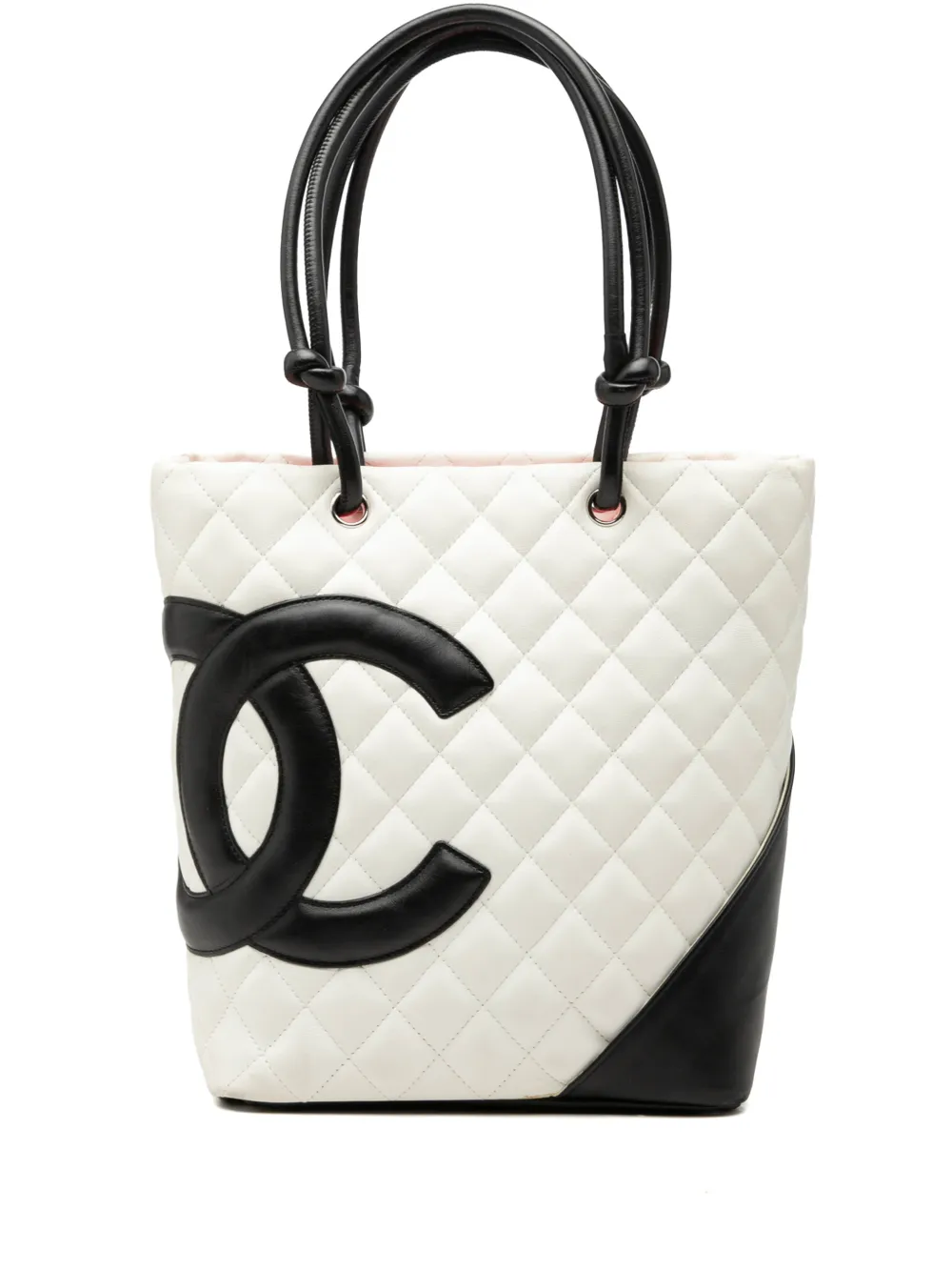 CHANEL Pre-Owned 2003-2004 Medium Quilted Calfskin Cambon Ligne tote bag - White