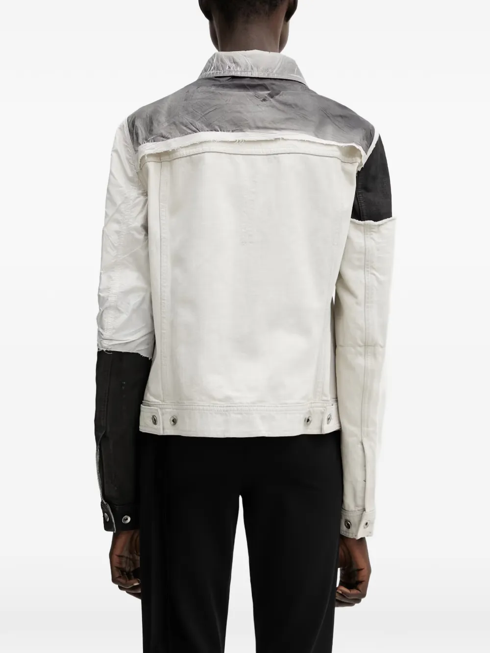 Rick Owens DRKSHDW Trucker gerafeld jack met patchwork Wit