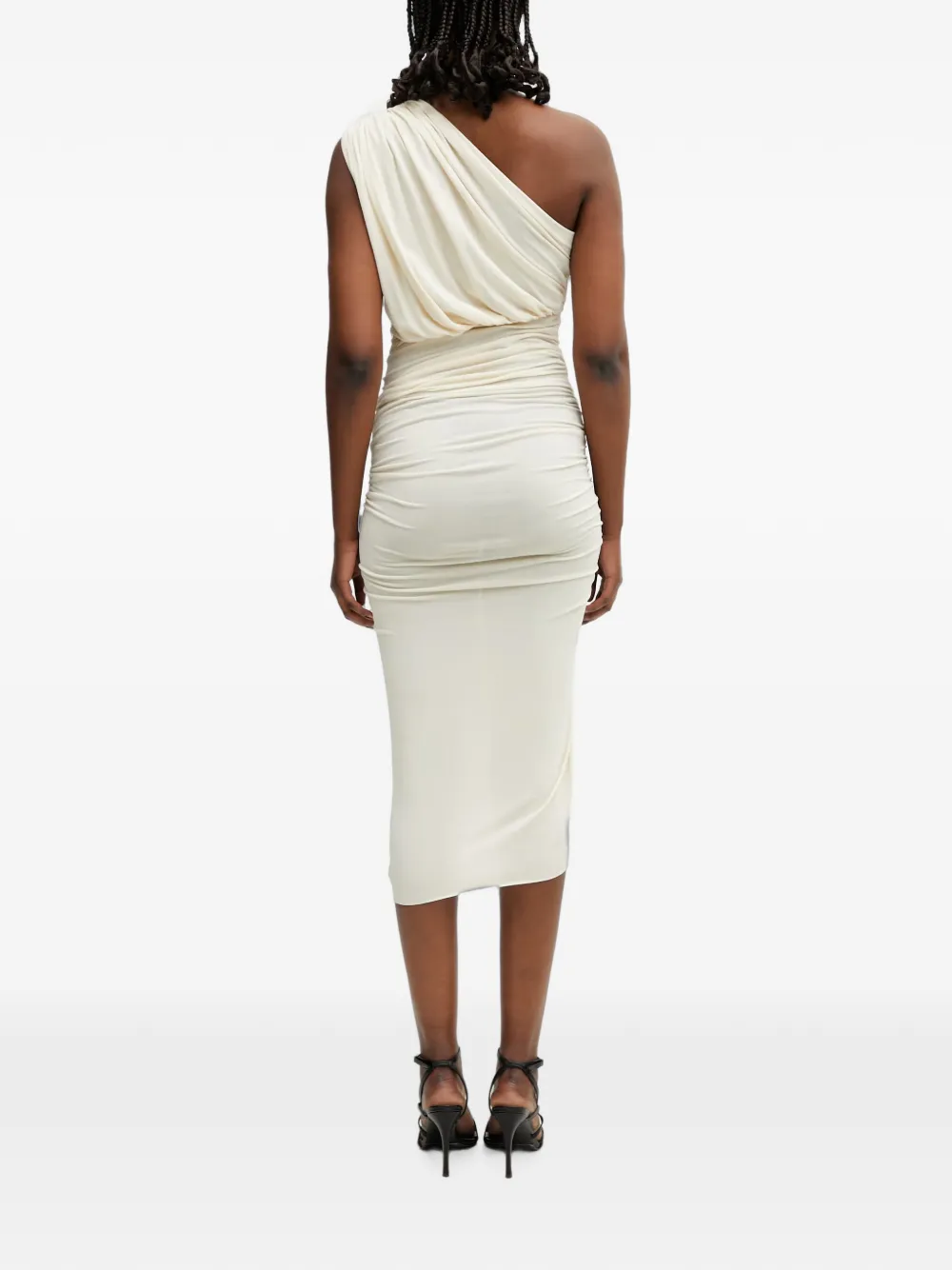 Rick Owens Lilies Avra asymmetrische midi-jurk met ruches Beige