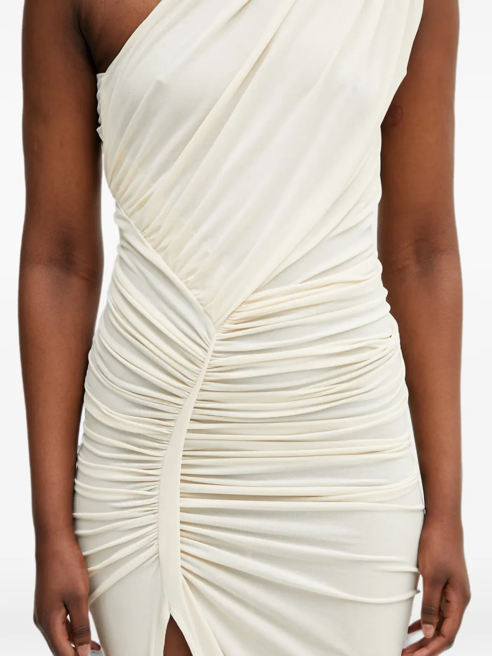 Rick Owens Lilies Avra asymmetrische midi-jurk met ruches Beige