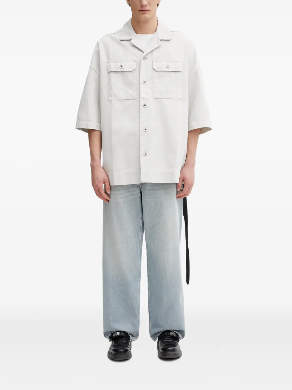 Rick Owens DRKSHDW Magnum Tommy overhemd met opgestikte zak en korte mouwen Grijs