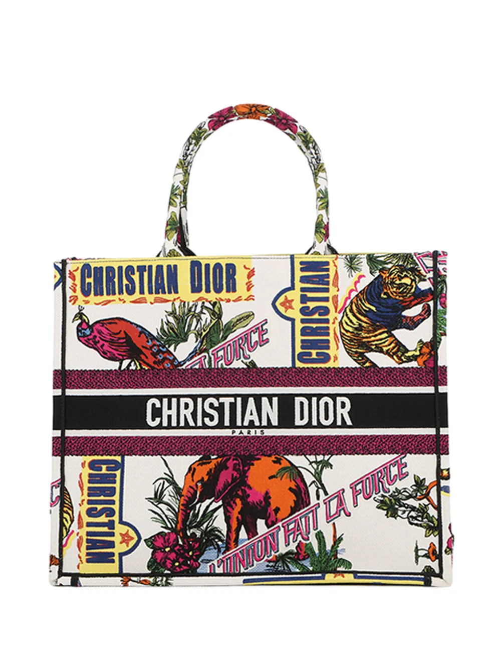 Christian Dior Pre-Owned 2000-2026 Large Embroidered Canvas Indian Animals Book tote bag - Multicolour