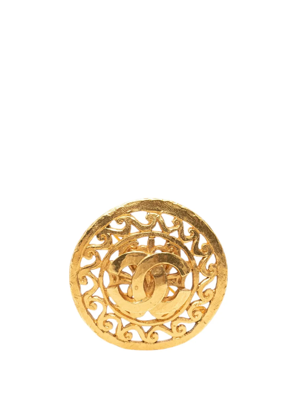 CHANEL Pre-Owned 1995 CC Gold Plated Medallion Round Brooch costume brooch - Oro