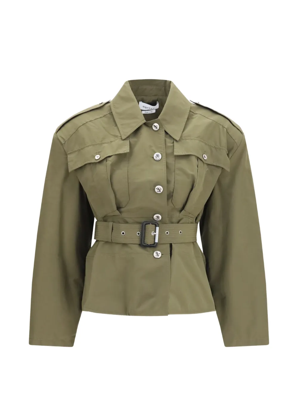Alexander McQueen cropped belted jacket - Green
