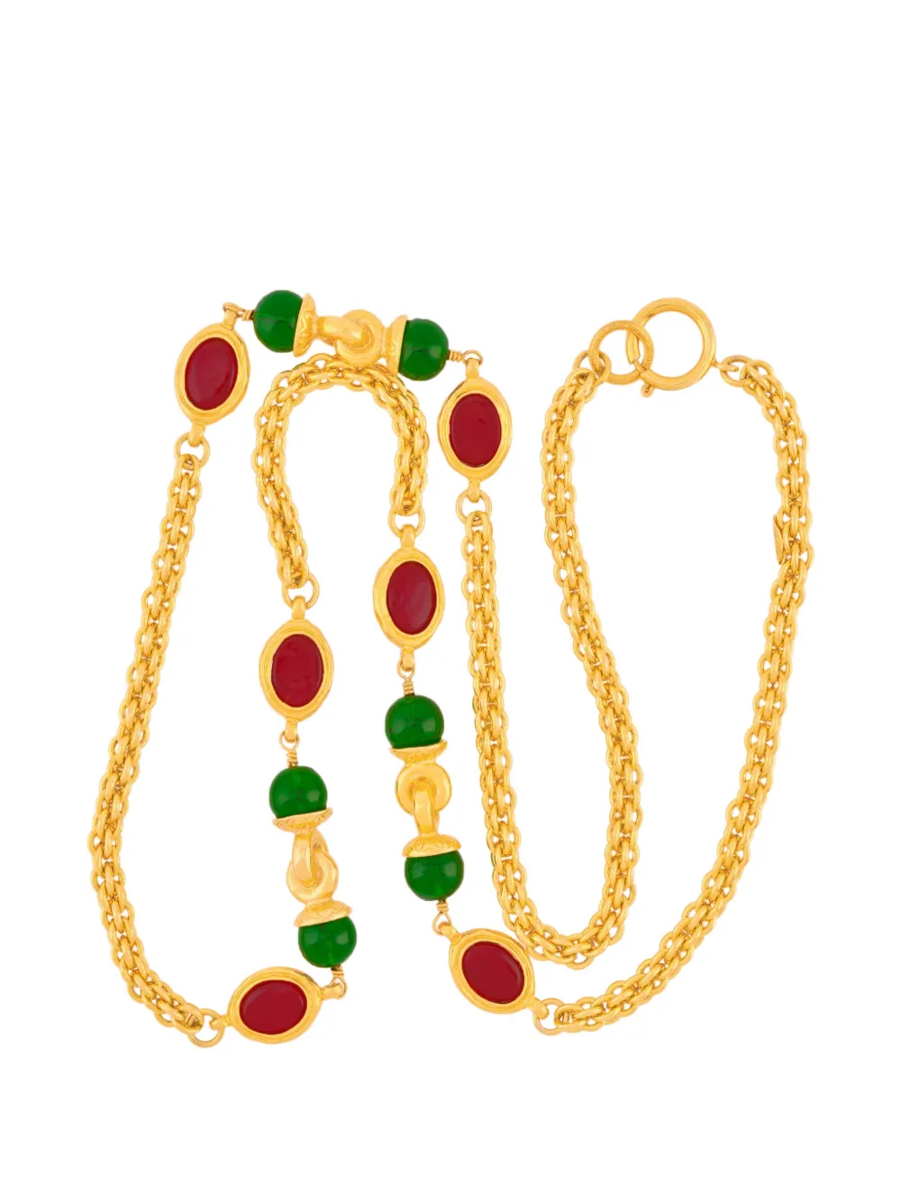 CHANEL Pre-Owned 1980s cabochon-embellished chain necklace - Oro
