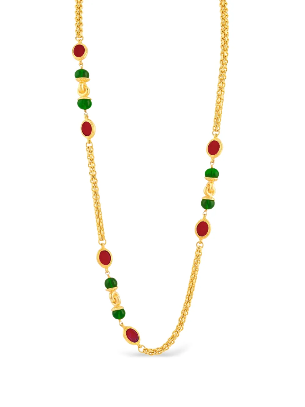 CHANEL Pre-Owned 1980s cabochon-embellished chain necklace - Oro