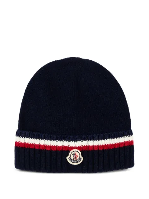 Moncler Enfant logo-patch striped beanie hat