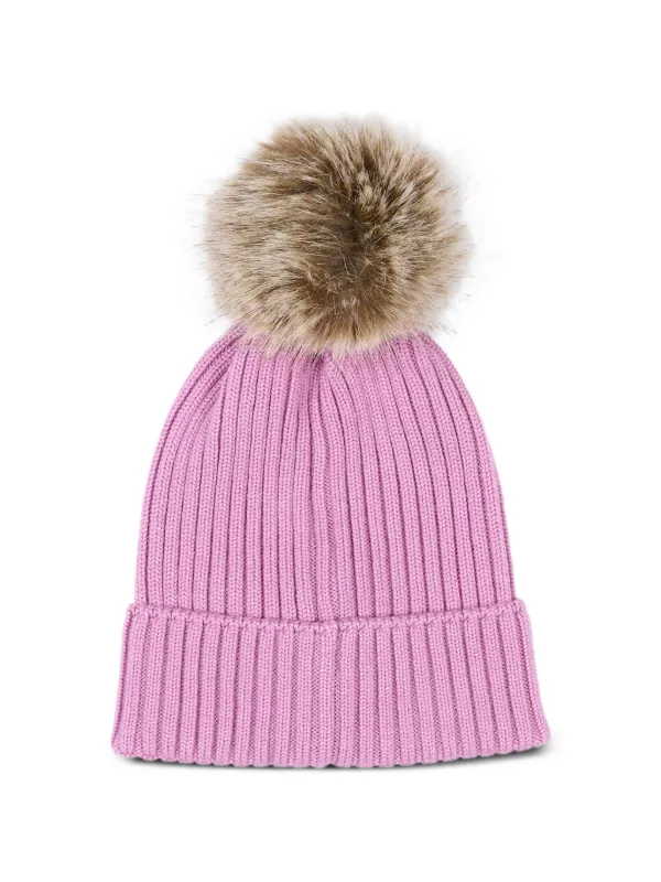 MONCLER ポンポン付きニット帽 ピンク