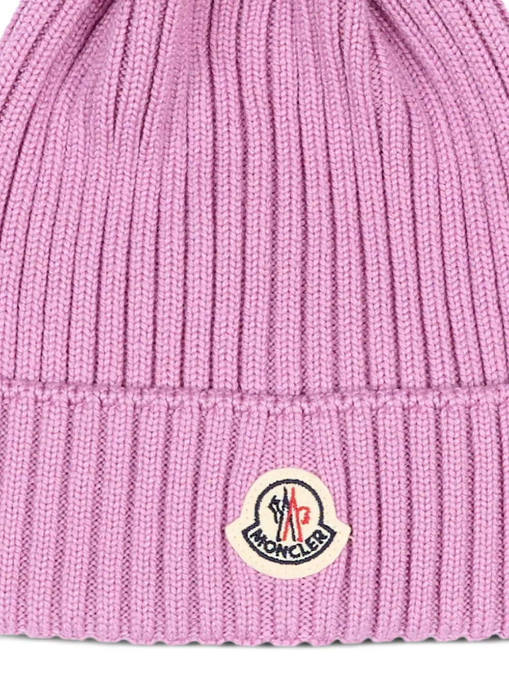 Moncler Enfant Ribgebreide muts met pompon Roze