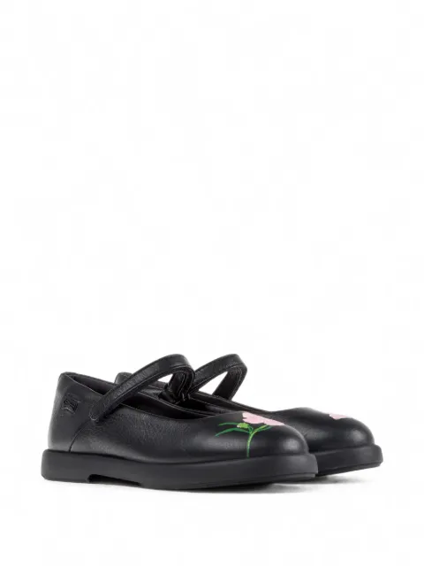 Camper Kids Twins Duet floral-embroidered ballet flats