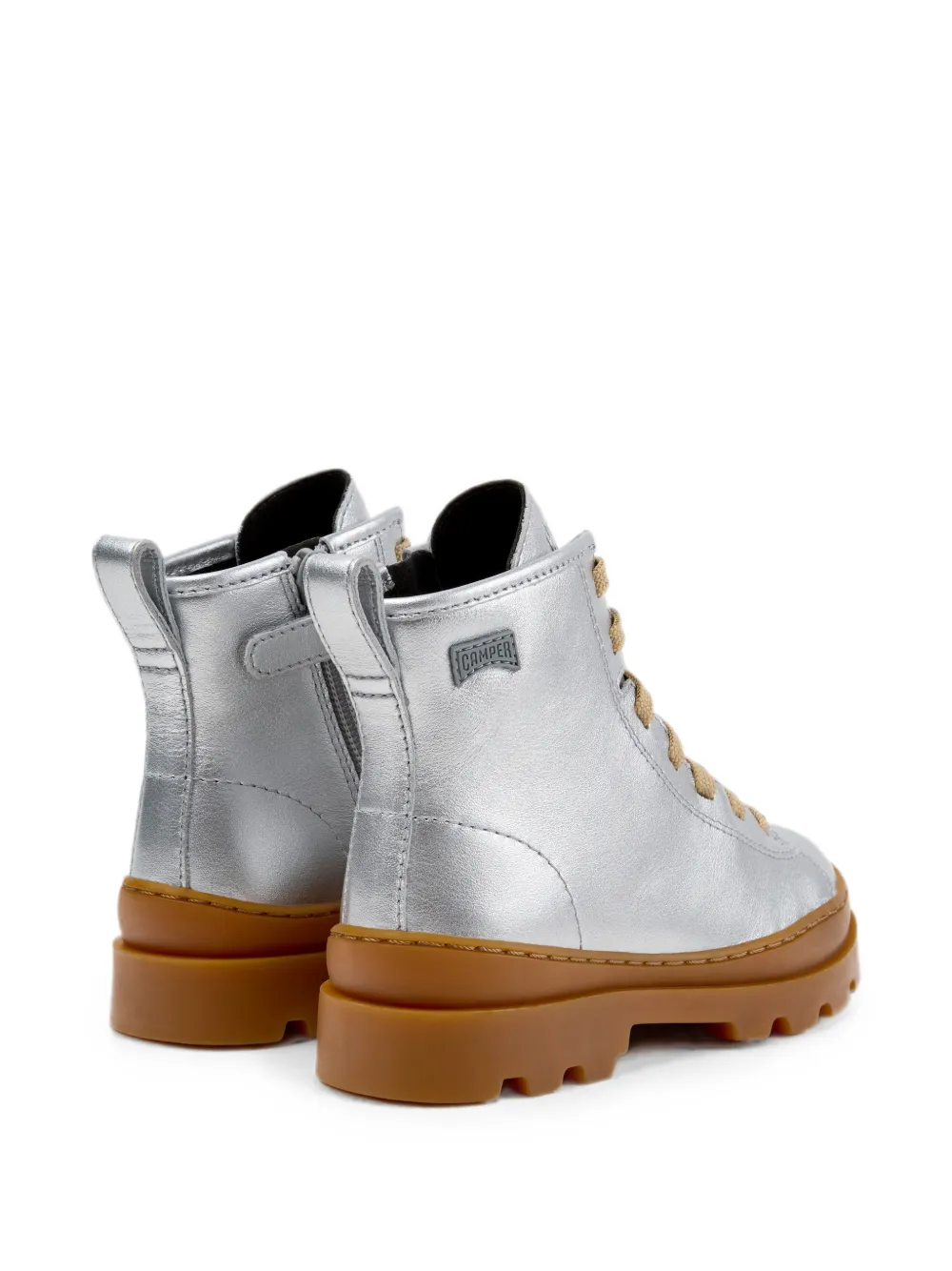Camper Kids Brutus metallic leather ankle boots Zilver