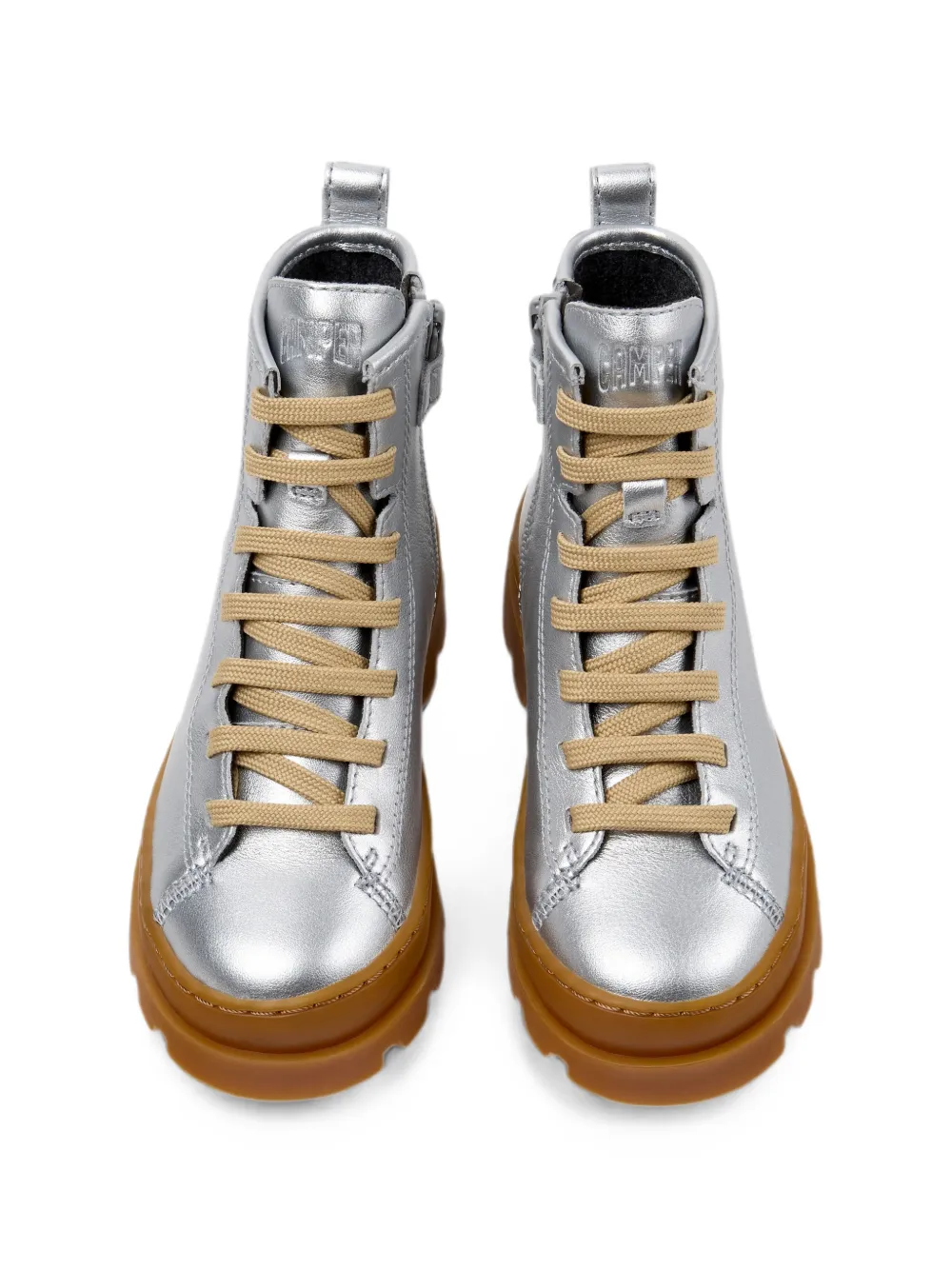 Camper Kids Brutus metallic leather ankle boots Zilver