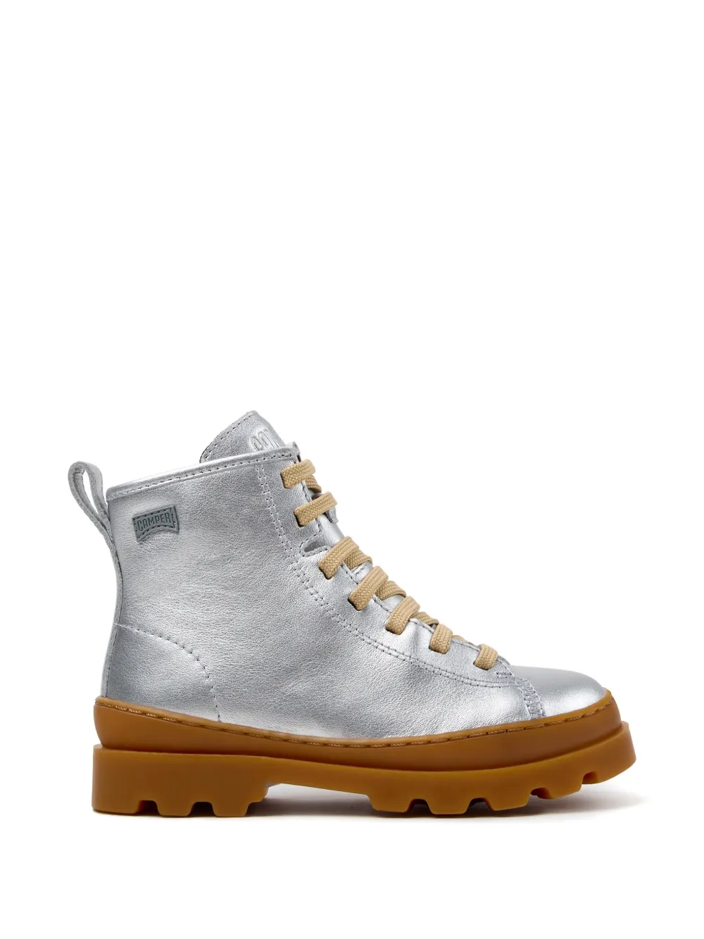 Camper Kids Brutus metallic leather ankle boots Zilver