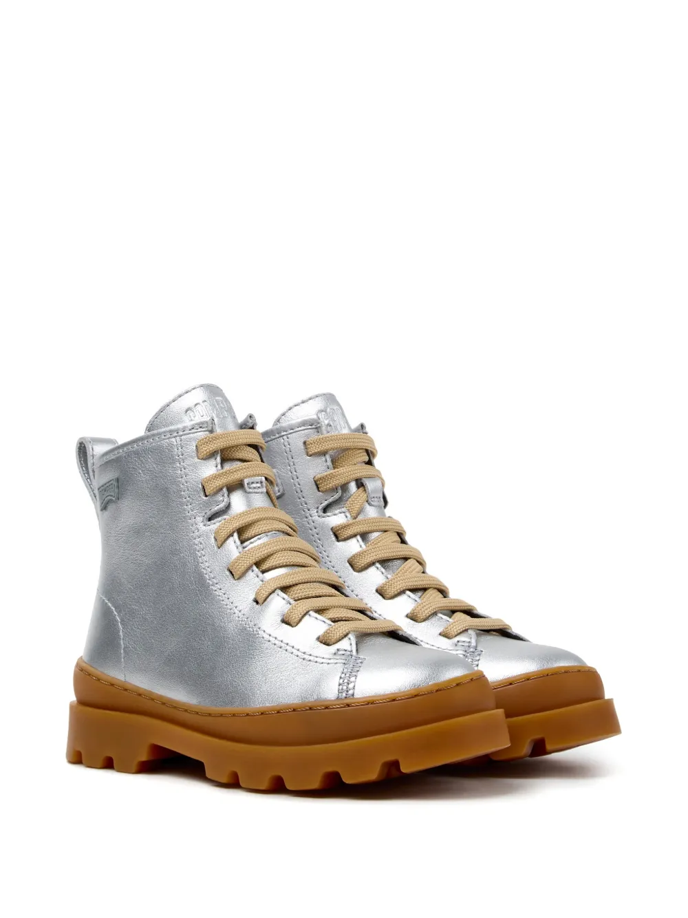 Camper Kids Brutus metallic leather ankle boots Zilver