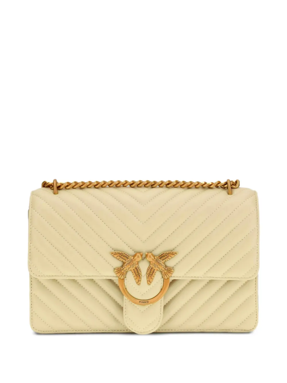 PINKO bird-embellishment shoulder bag - Neutrals