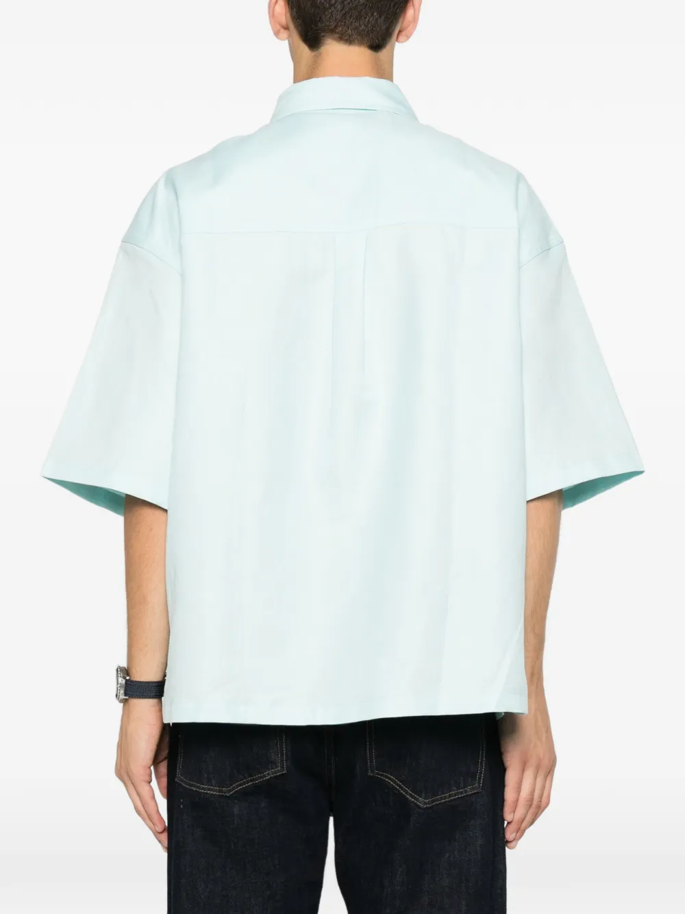 Karl Lagerfeld Jeans Overhemd met logopatch en korte mouwen Blauw