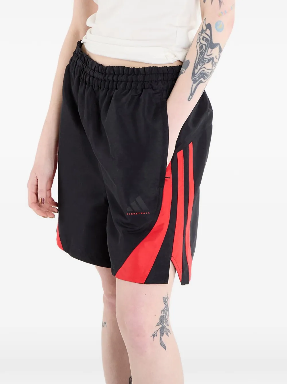 adidas Basketbalshorts met contrasterend vlak Zwart