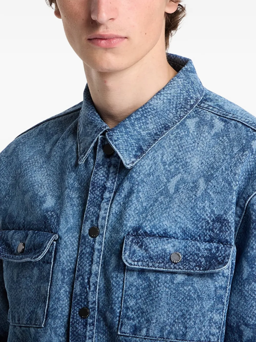 Daily Paper Snake Laser Rahul denim shirt Blauw