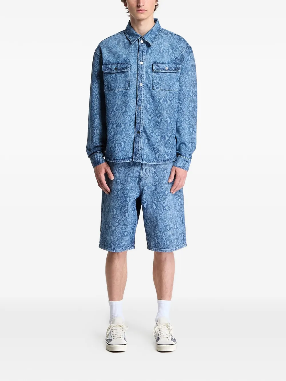 Daily Paper Snake Laser Rahul denim shirt Blauw