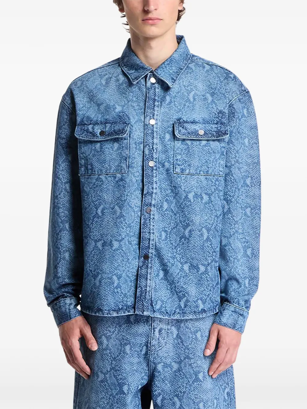 Daily Paper Snake Laser Rahul denim shirt Blauw