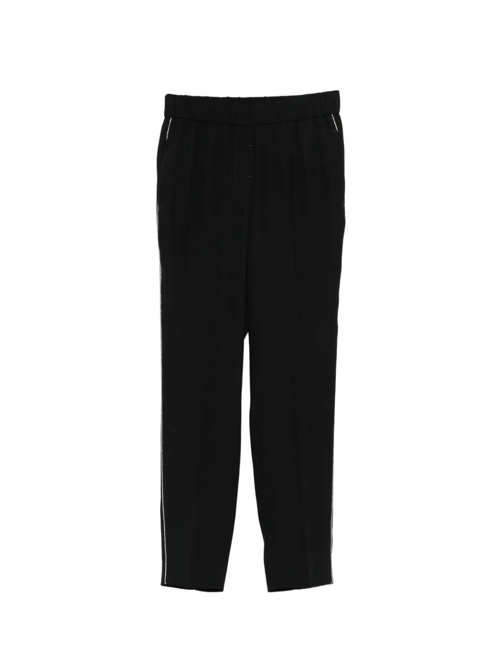 Peserico side-stripe cropped trousers - Nero