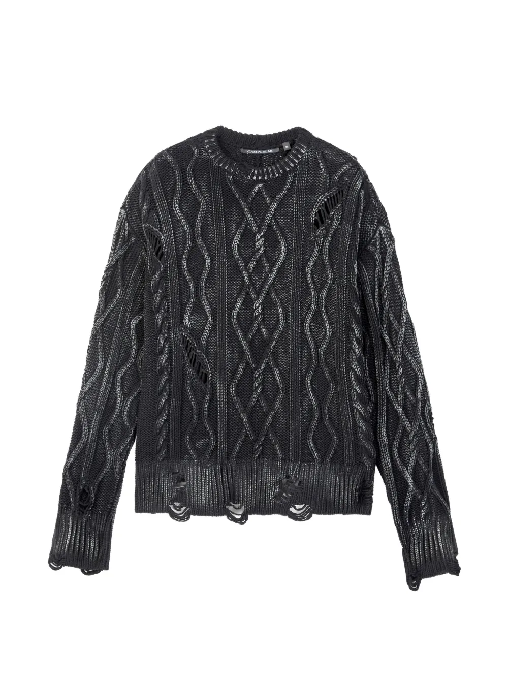 CamperLab pull torsadé effet déchiré - Noir CamperLab pull torsadé effet déchiré - Noir