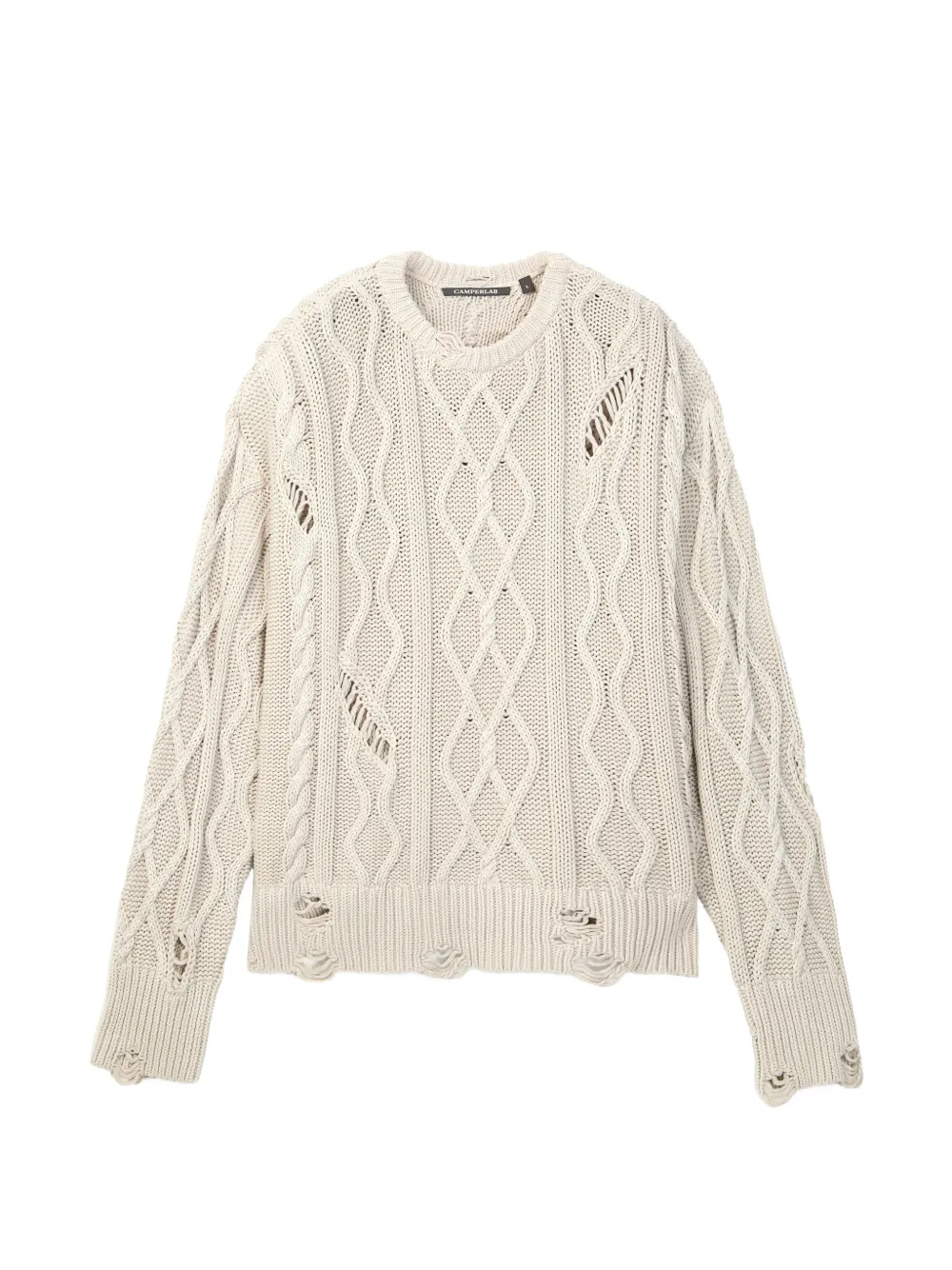 CamperLab pull en maille torsadée à effet usé - Blanc CamperLab pull en maille torsadée à effet usé - Blanc