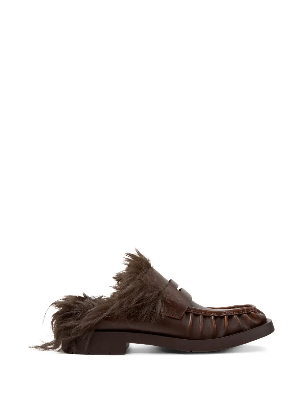 CamperLab mules plates Mil 1978 en cuir bordées de fourrure artificielle - Marron