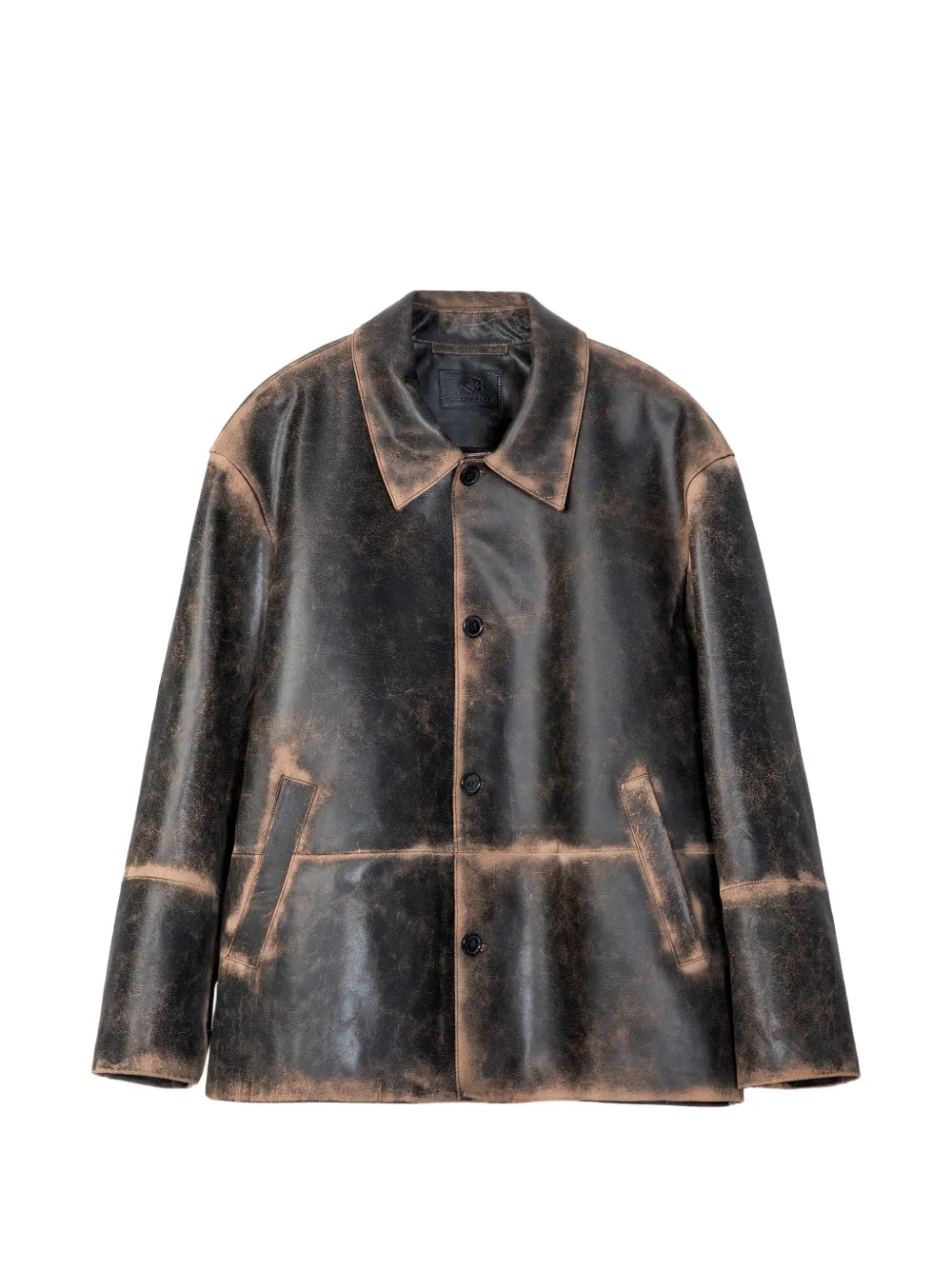 CamperLab Lederjacke im Distressed-Look - Braun