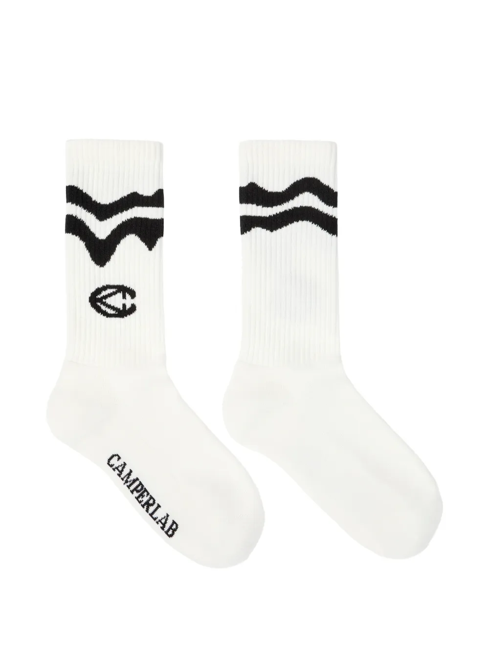 CamperLab Calzini a coste con logo - Bianco