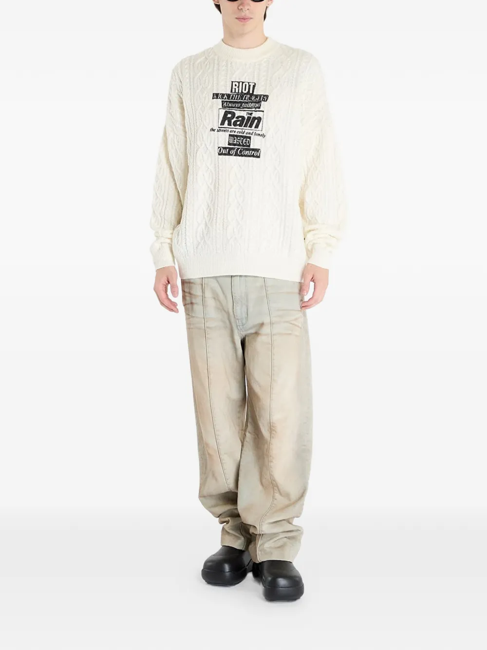 WASTED Rain kabelgebreide trui Beige