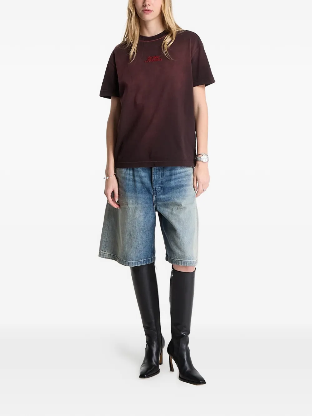 Off-White x AC Milan T-shirt met vervaagd effect Rood