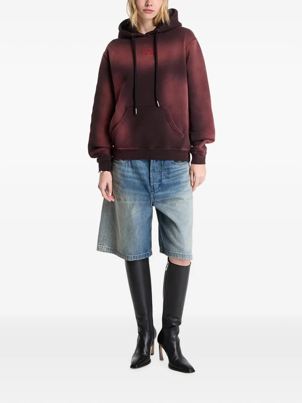 Off-White x AC Milan hoodie met kleurverloop Rood